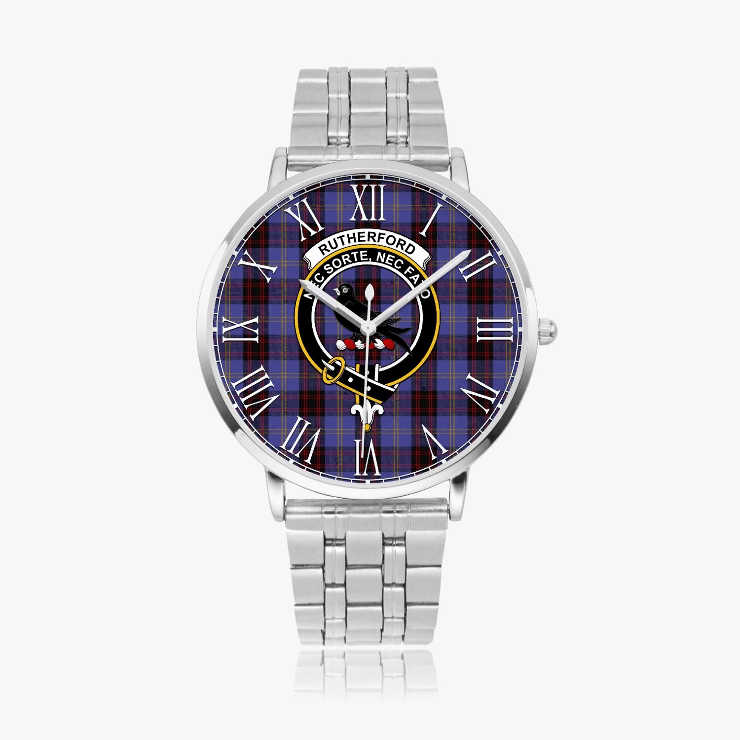 249. Rutherford Tartan Family Crest Leather Strap Quartz Watch