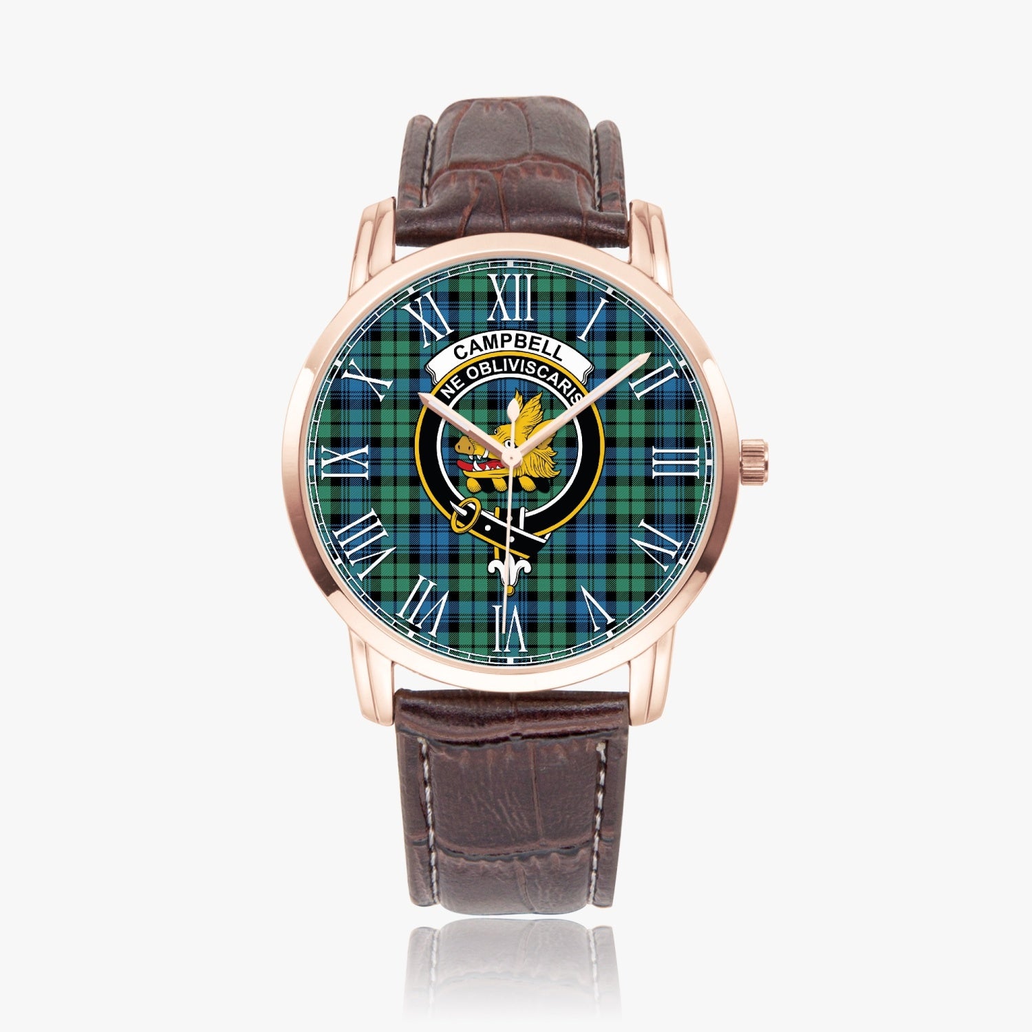 265. Campbell Ancient 01 Tartan Family Crest Leather Strap Quartz Watch