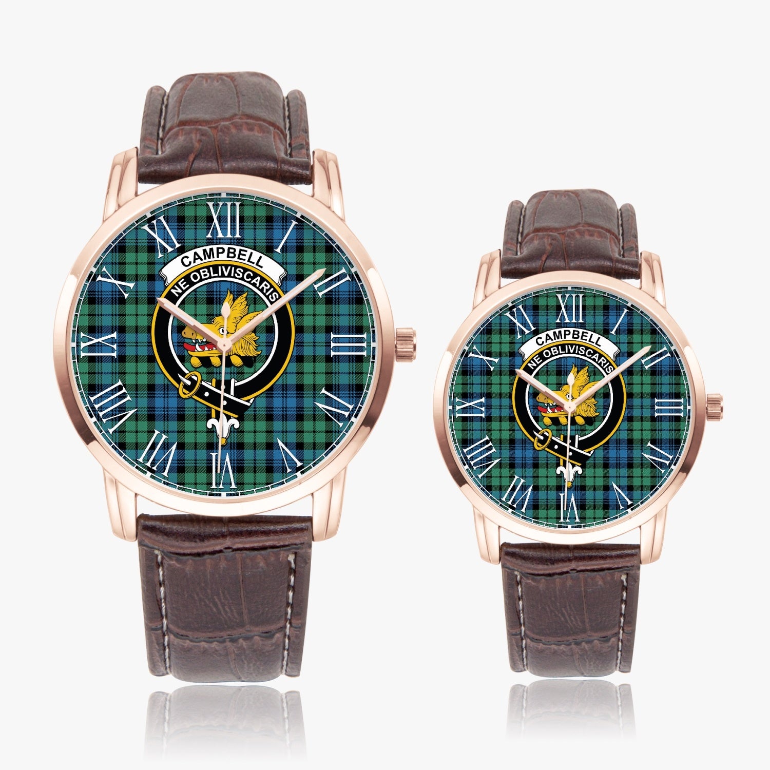 265. Campbell Ancient 01 Tartan Family Crest Leather Strap Quartz Watch