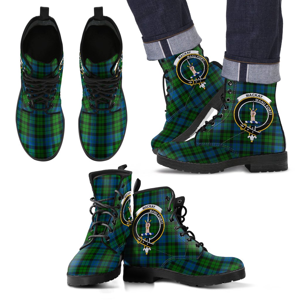 MacKay Modern Tartan Clan Badge Leather Boots