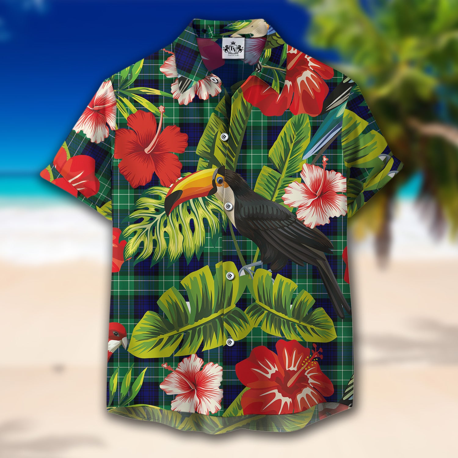 Abercrombie Hawaiian Shirt Hibiscus - Tropical Garden Shirt - ac01