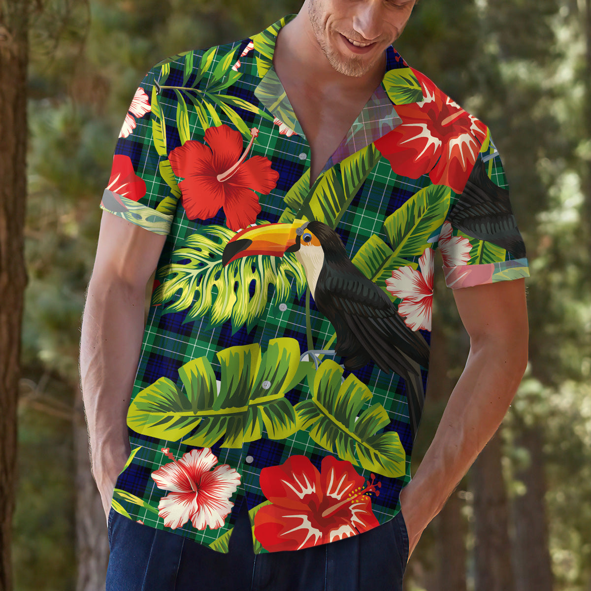 Abercrombie Hawaiian Shirt Hibiscus - Tropical Garden Shirt - ac01
