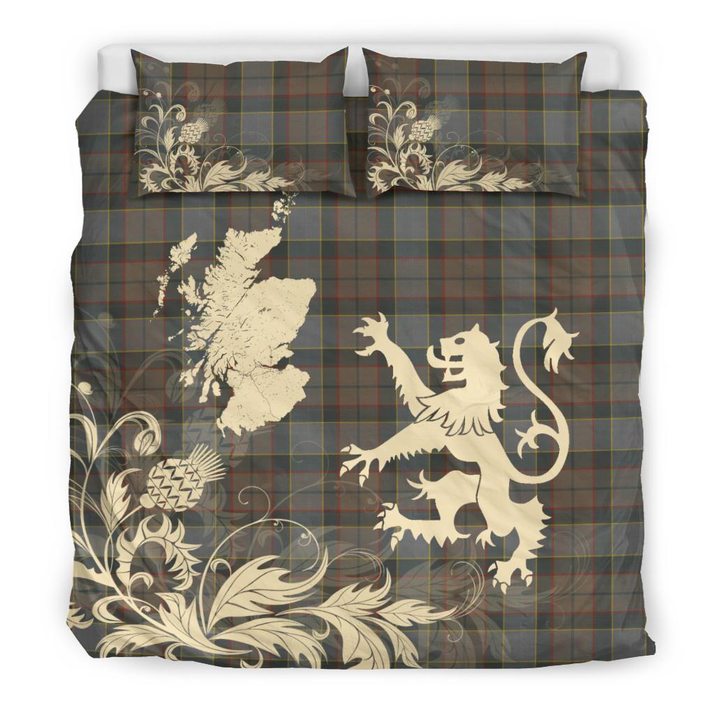Outlander Fraser Tartan Scotland Lion Thistle Map Bedding Set