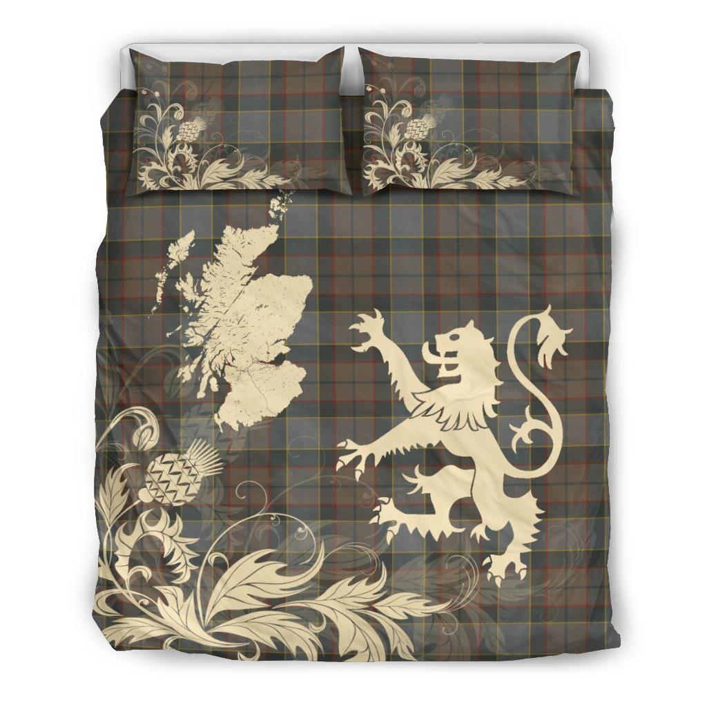 Outlander Fraser Tartan Scotland Lion Thistle Map Bedding Set