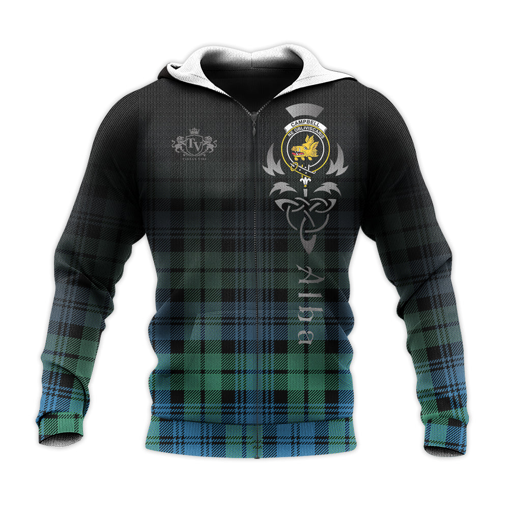 Tartan Vibe Campbell Ancient 01 Crest Alba Celtic Knitted Zip-up Hoodie