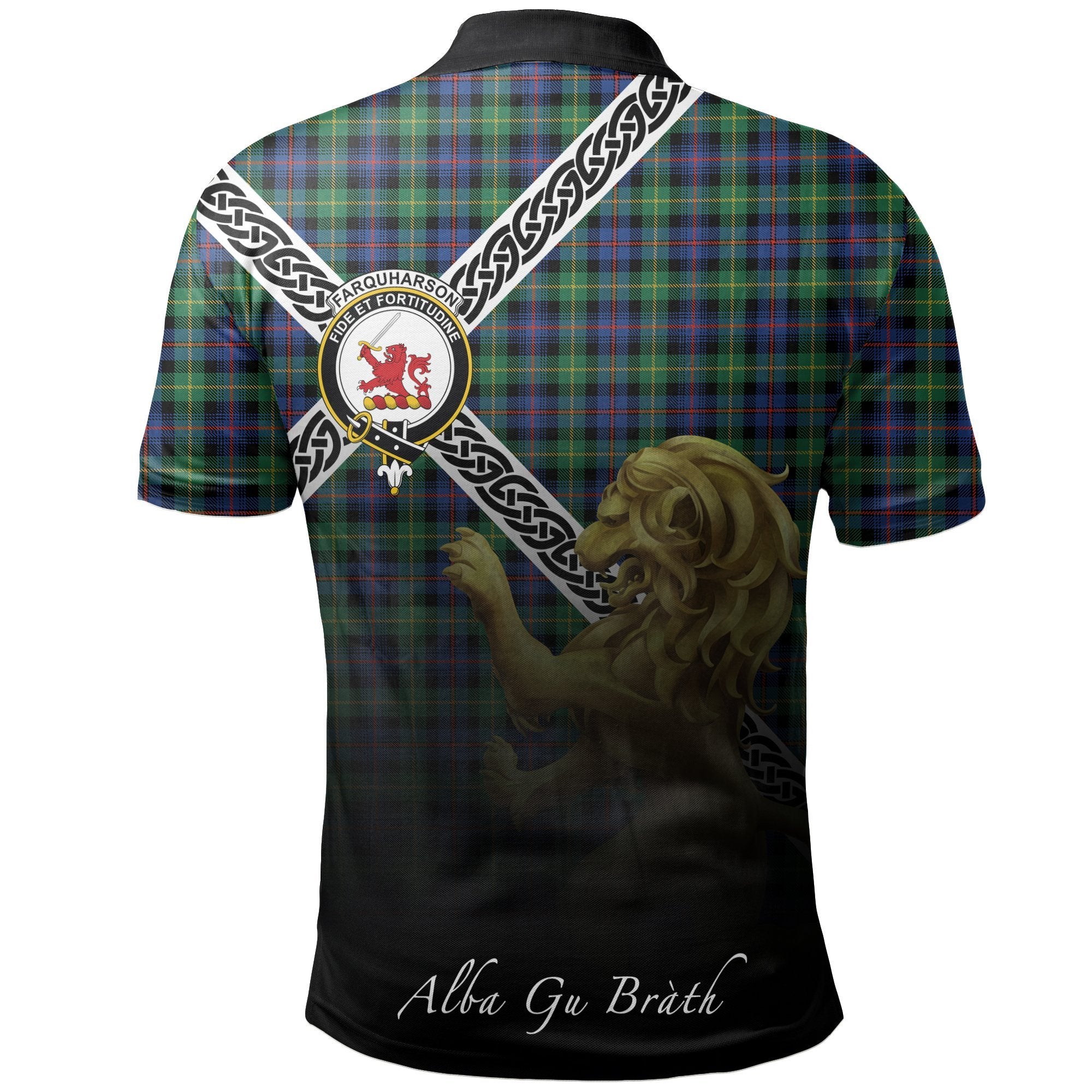 Farquharson Ancient Polo Shirts Tartan Crest Celtic Scotland Lion