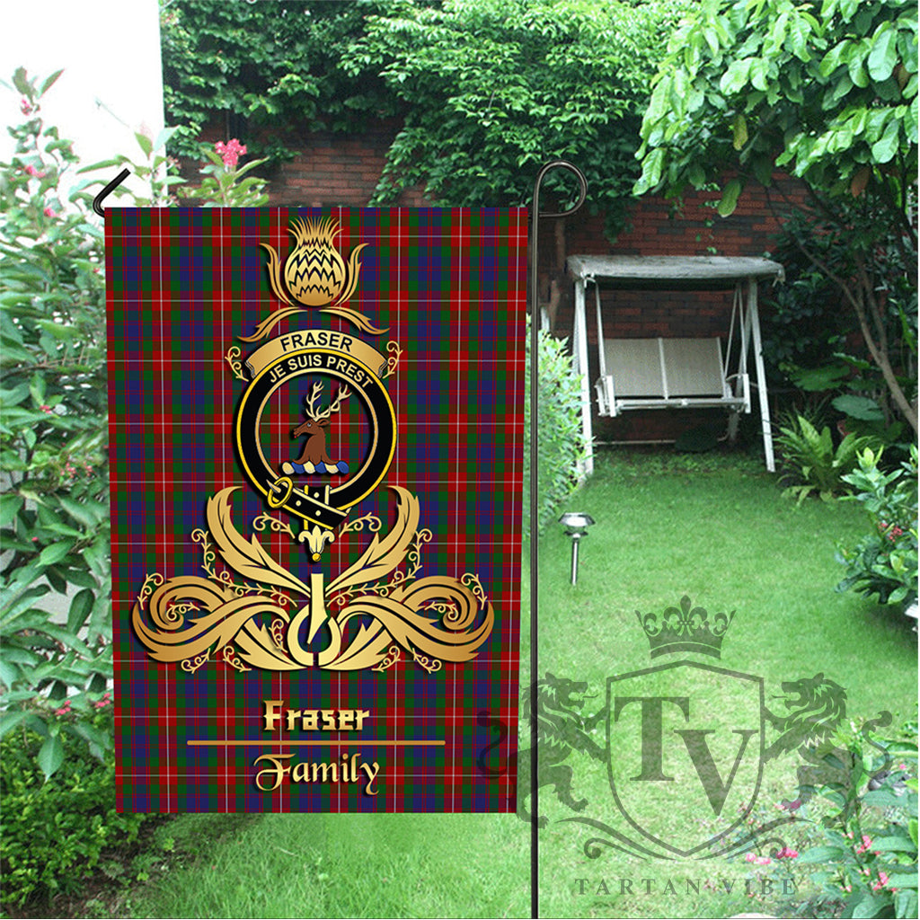 Fraser of Lovat Crest Family Golden Thistle Tree Garden Flag K23