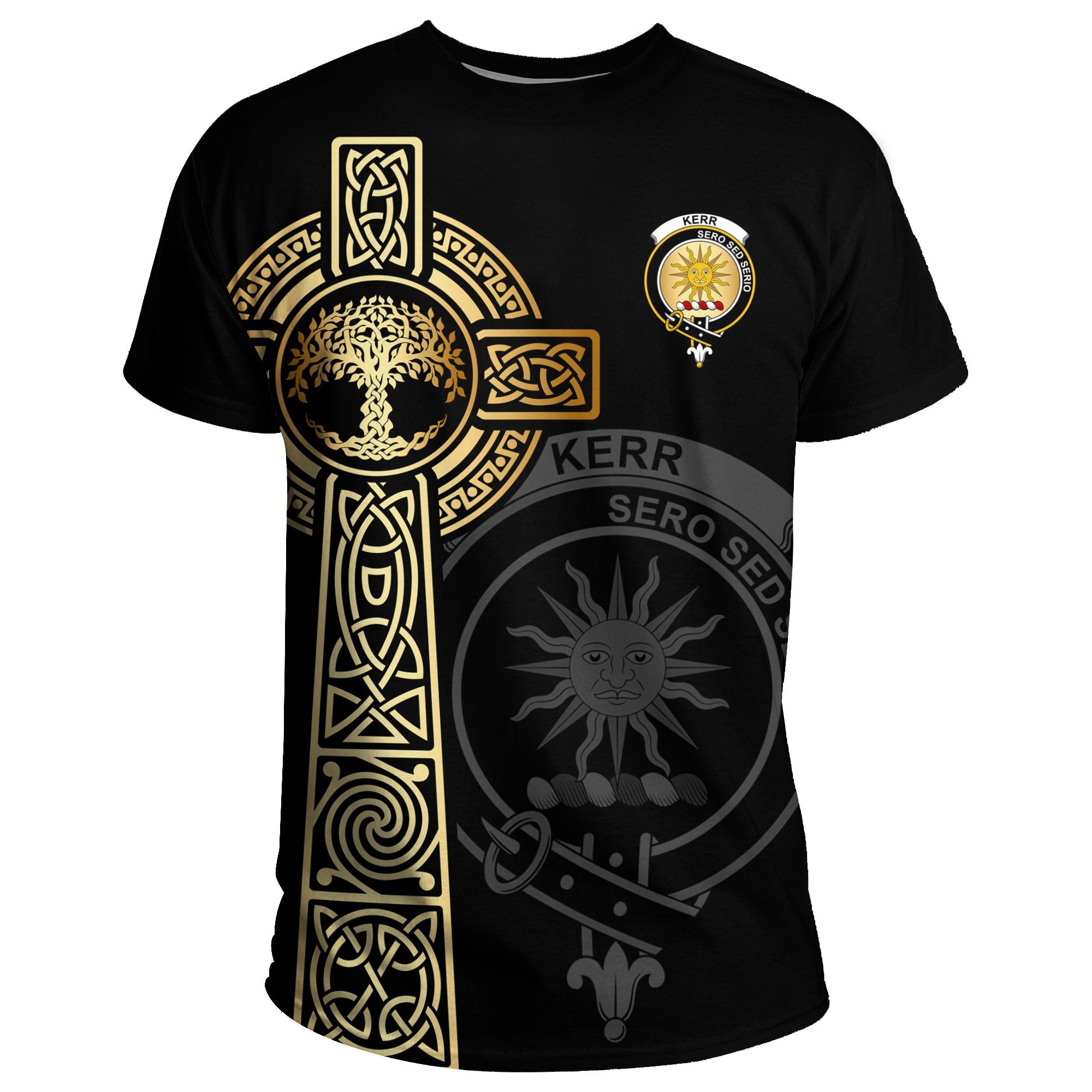 Tartan Vibe Kerr T-shirt Celtic Tree Of Life Clan Black Unisex