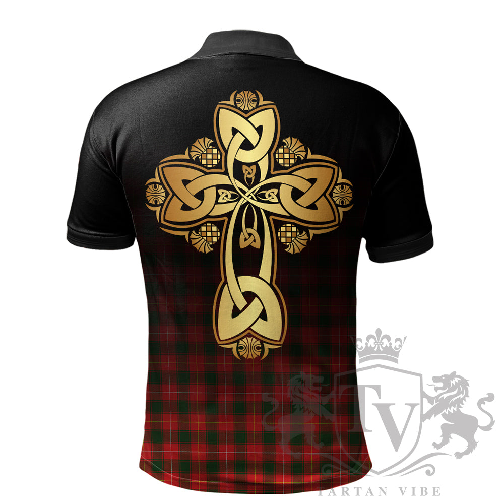 MacFie Golden Crest Thistle Celtic Cross Polo Shirt K23
