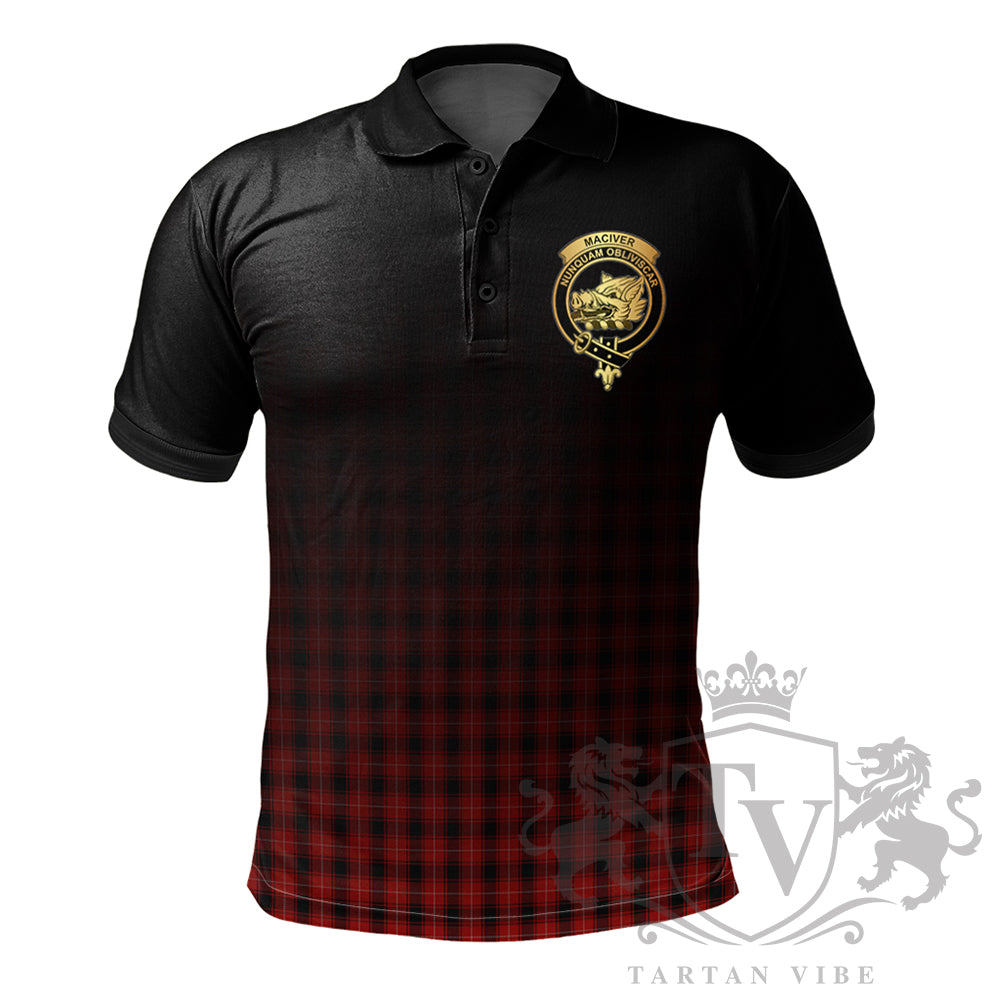 Tartan Vibe MacIver 01 Golder Crest Thistle Celtic Cross Polo Shirt