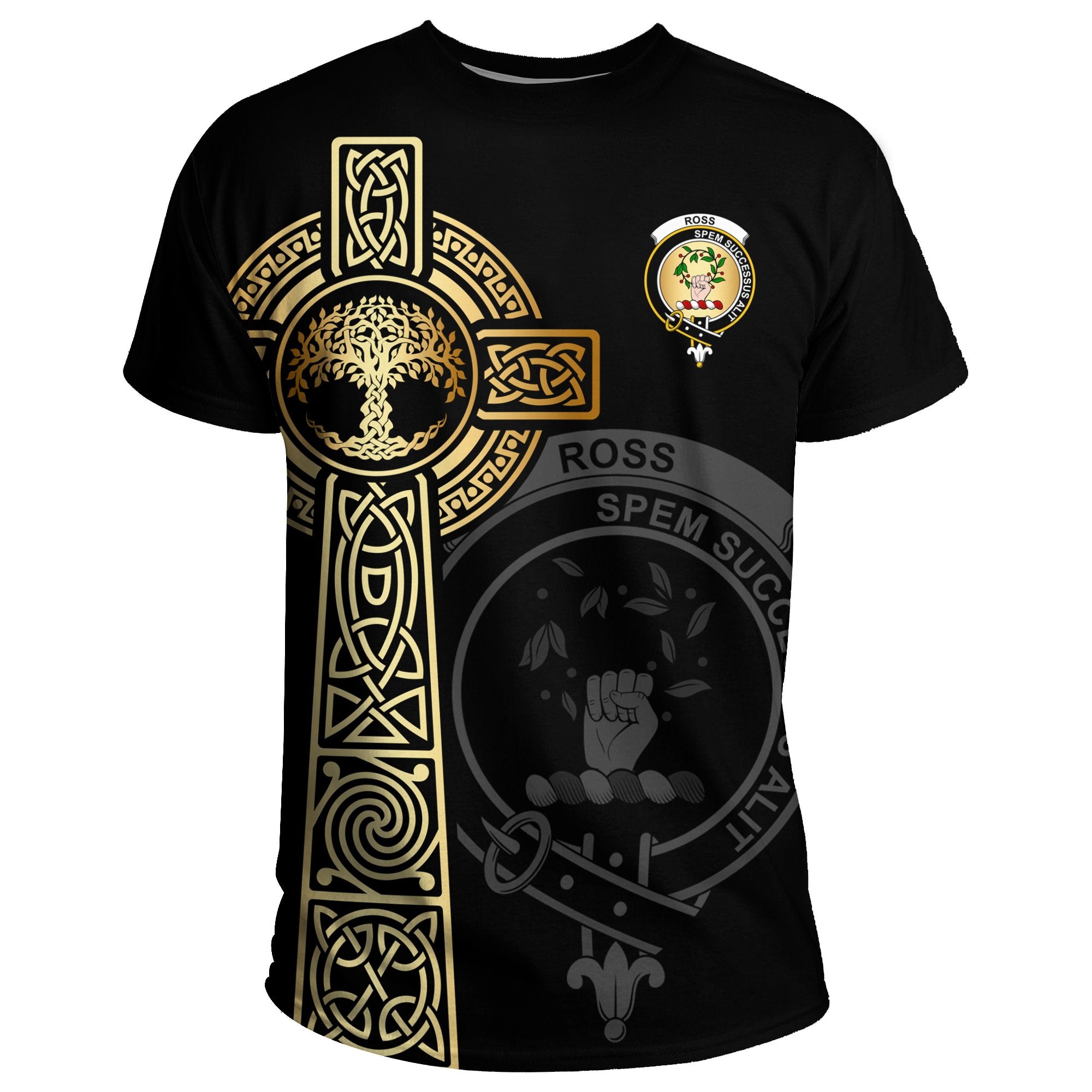 Tartan Vibe Ross T-shirt Celtic Tree Of Life Clan Black Unisex