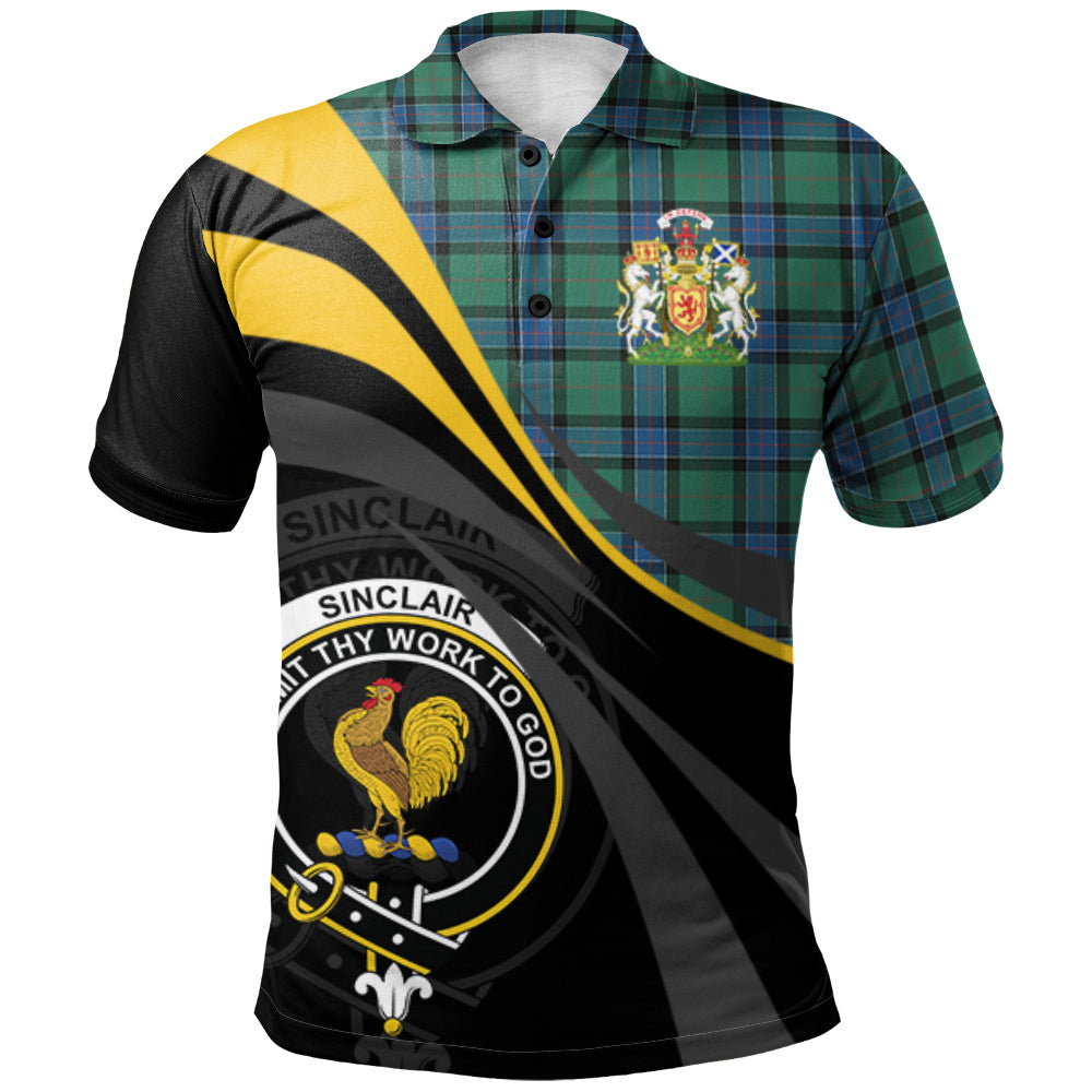 Sinclair Hunting Ancient Tartan Polo Shirt Royal Coat Of Arms Of Scotland Sport Style- Ac22