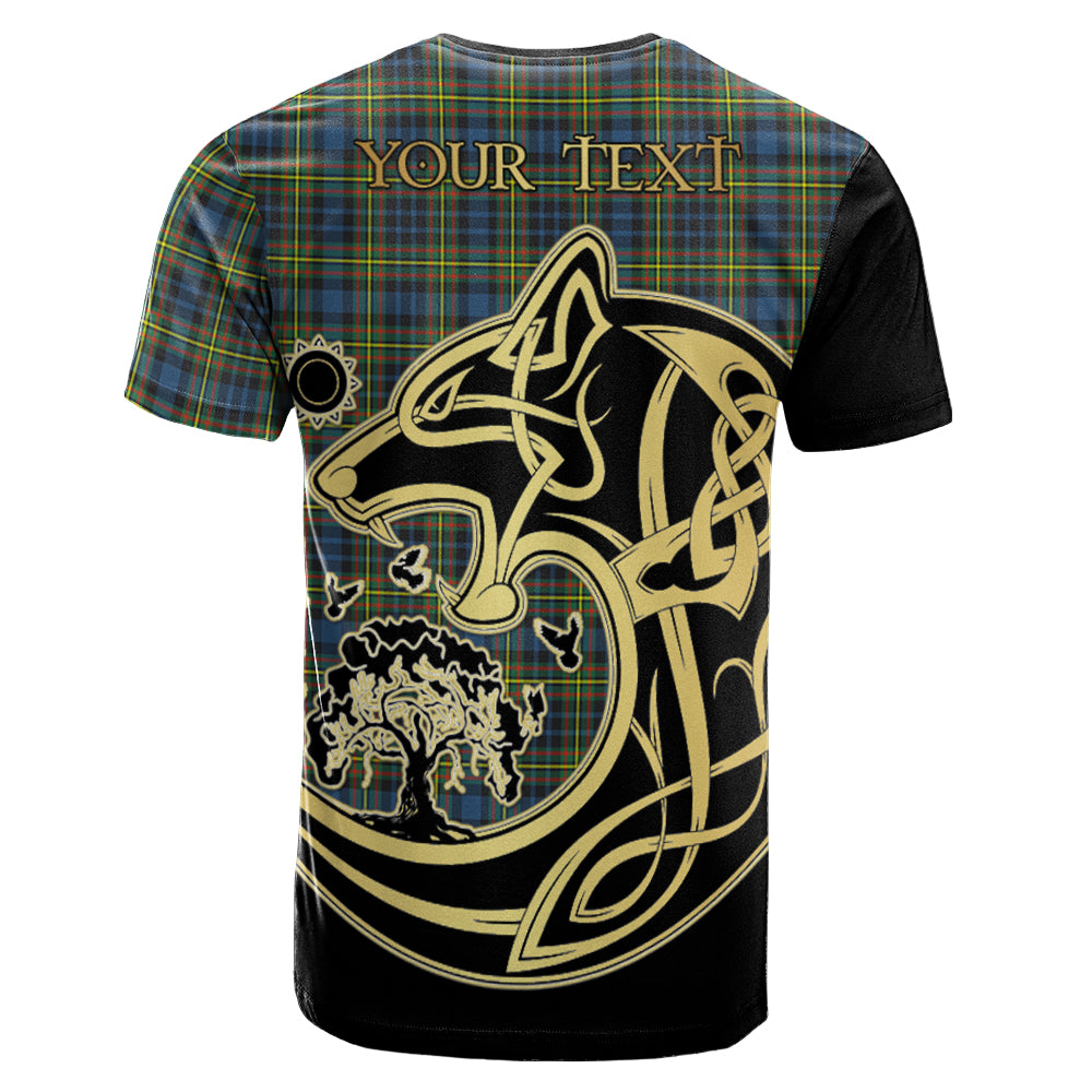 Crest Celtic Wolf  Tartan T-Shirt - Custom Your Text