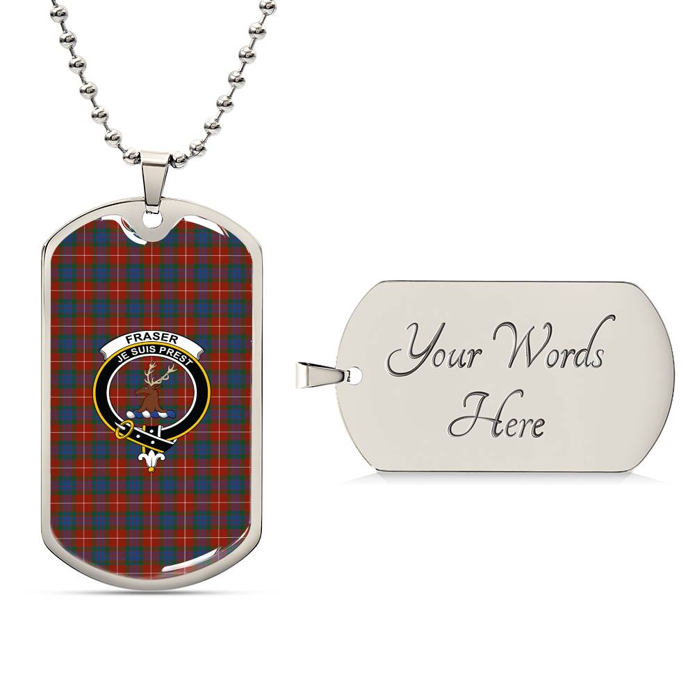 Fraser Ancient Tartan Family Crest Silver Military Chain Dog Tag TS23